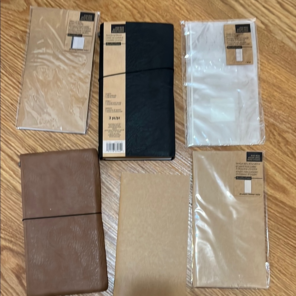 Set of 2 Leather Journals in Black, Brown, and White